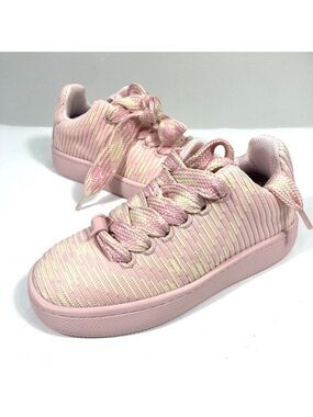 Burberry Knit Low Top Sneakers Cameo Pink Check Size 36.5 6.5 US NEW
